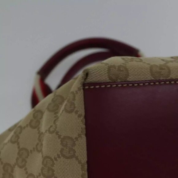GUCCI GG Canvas Sherry Line Shoulder Bag Beige Red Auth ki4899 - Picture 5 of 16
